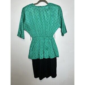 Vintage Green Polka Dot Fitted Dress Coquette Twee‎ 90s Size 7/8